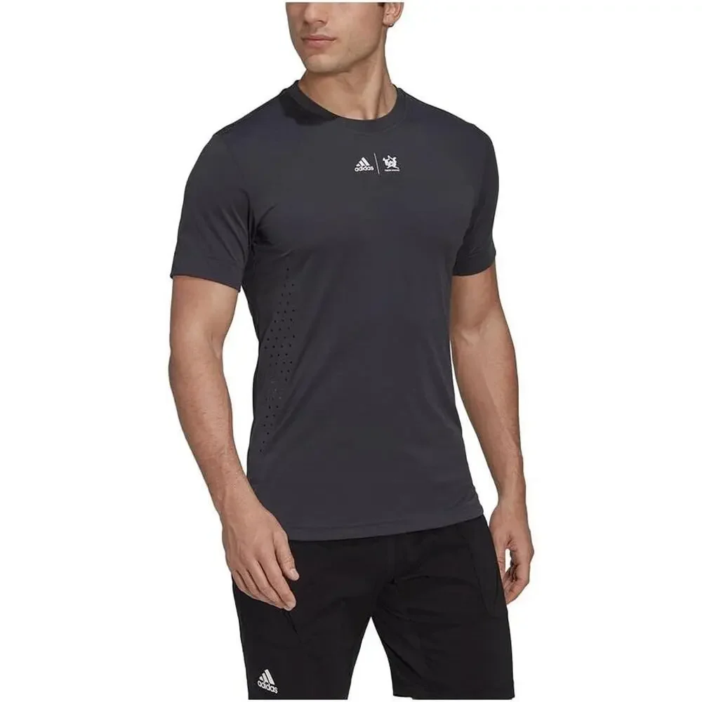Adidas x Thebe Magugu Tennis NY Printed Tee Mens Small Carbon HH8774 New